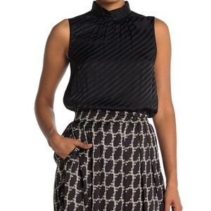 Seventy Venezia Black Satin mock neck tank sz S